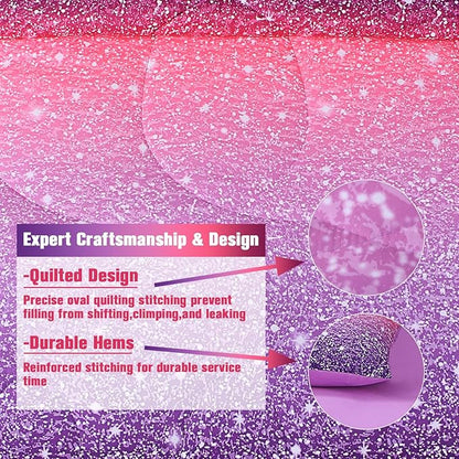 JQinHome Pink Purple Comforter Set Full/Queen Size, 6 Piece Bed in A Bag 3D Colorful Bedding Set for Girls Women (1 Comforter,2 Pillowcases,1 Flat Sheet,1 Fitted Sheet,1 Cushion Cover)