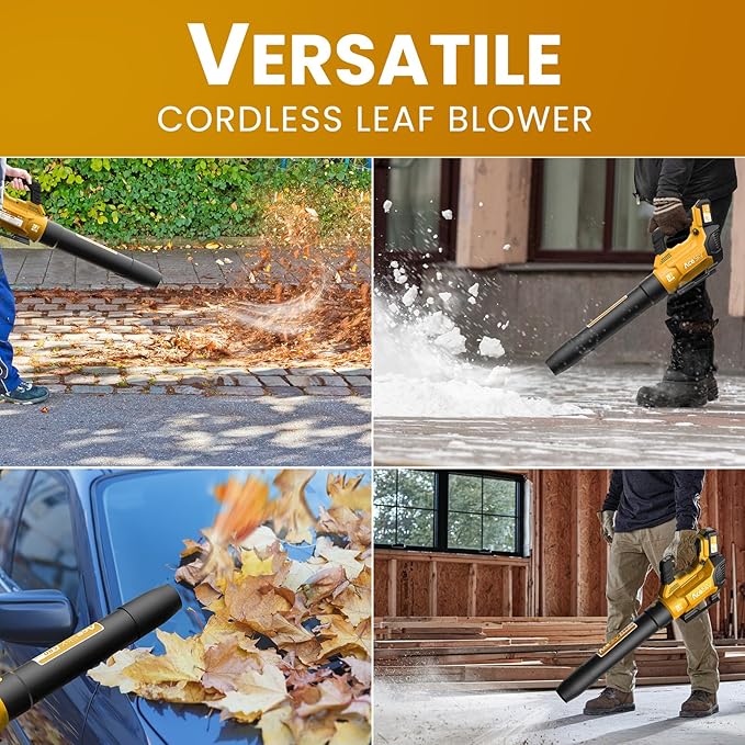 Leaf Blower Cordless, 580CFM/160MPH & 3 Speed Levels, Electric Cordless Leaf Blower with 2 * 4.0Ah Battery Powered, Blowers for Lawn Care, Blower with Extension Nozzle