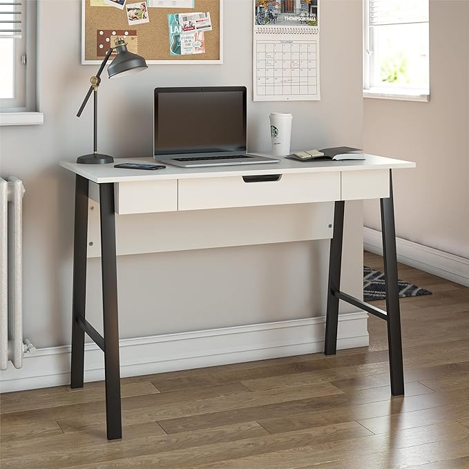 Ameriwood Home Oxford Computer Desk with Drawer, White/Black