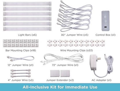 BLACK+DECKER Works with Alexa Smart Under Cabinet Lighting Kit, Adjustable LEDs, (6) 9" Bars, White