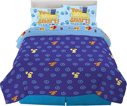 Franco Kids Bedding Super Soft Comforter and Sheet Set, 5 Piece Full Size, Blues Clues
