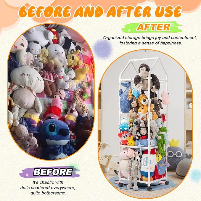 Stuffed Animal Zoo Storage, Extra Large Stuffed Animal Holder with Dust Cloth and Universal Wheels, Toy Storage Organizer, Plush Storage Organizer Shelf for Birthday Gift, Nursery Play Room Bedroom