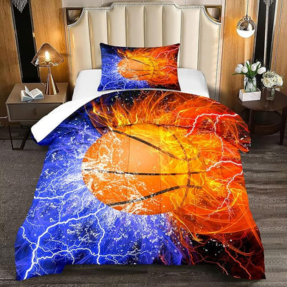 Basketball Comforter Set Twin Size Comforter Set for Boys Basketball Bedding Basketball Comforter Set Sport Microfiber Twin Bedding Set for Kids Boys Teens, 1 Comforter+1 Pillowcase