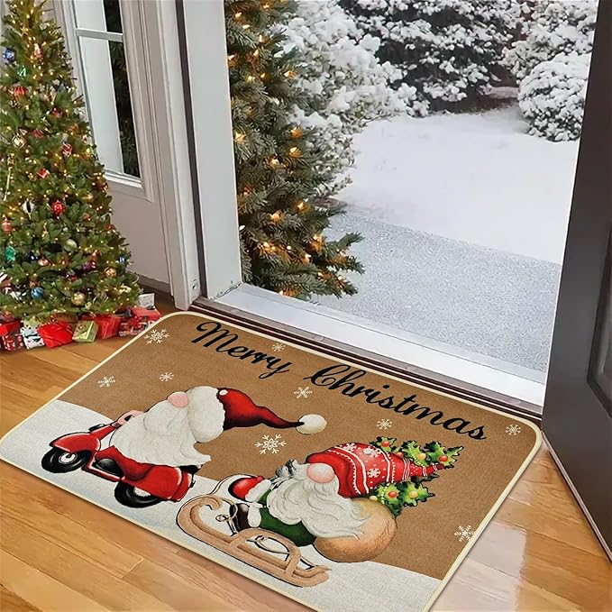 Vanleonet Merry Christmas Gnome Door Mat, Christmas Welcome Decorative Doormat,Winter Xmas Holiday Front Porch Rugs, Outdoor Indoor Entrance Doormat, Front Door Mats Floor Mat, 29 x 17 Inch