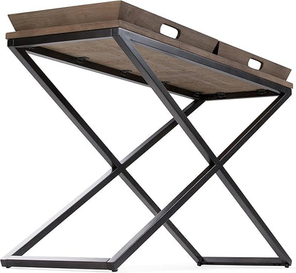 SIMPLIHOME Damien SOLID ELM WOOD 50 Inch Wide Console Table in Distressed Natural Elm, For the Living room, Entryway and Bedroom