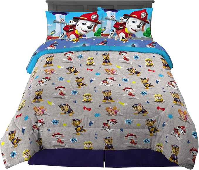 Franco Paw Patrol Kids Bedding Super Soft Comforter And Sheet Set, 5 Piece Full Size, (Official) Nickelodeon, 39 x 75 Inch