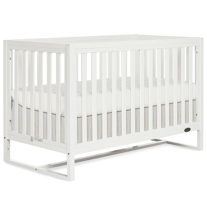 Arlo 5-in-1 Convertible Crib in White, JPMA Certified, 3 Mattress Height Settings, Non-Toxic Finish, Made of Sustainable and Sturdy Pinewood