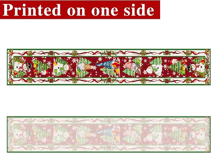 Christmas Table Runner 72 Inches Long Snowflake Buffalo Plaid Table Runner Christmas Theme Holiday Xmax Snowman Gnome Christmas Table Runner for Kitchen Dining Table Home Party Decorations