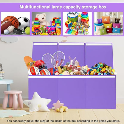 Extra Large Toy Box for Girls Boys - Collapsible Toy Chest Boxes Organizers and Storage for Nursery,Playroom,Office (Violet) 35.8"x12.6"x16"