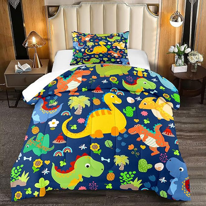 Dinosaur Bedding Twin - Dinosaur Comforter Set Twin for Boys Bedroom Dinosaur Twin Bedding Set Blue Green Boys Room Decor Kids Twin Dinosaur Bedding Set, Twin (1 Comforter 1 Pillowcase)
