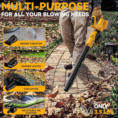 Cordless Leaf Blower for Dewalt 20V Battery, 3 Speed Modes Up to 200MPH, 270° Rotatable Electric Leaf Blower with 4 Blowing Nozzles(No Battery)