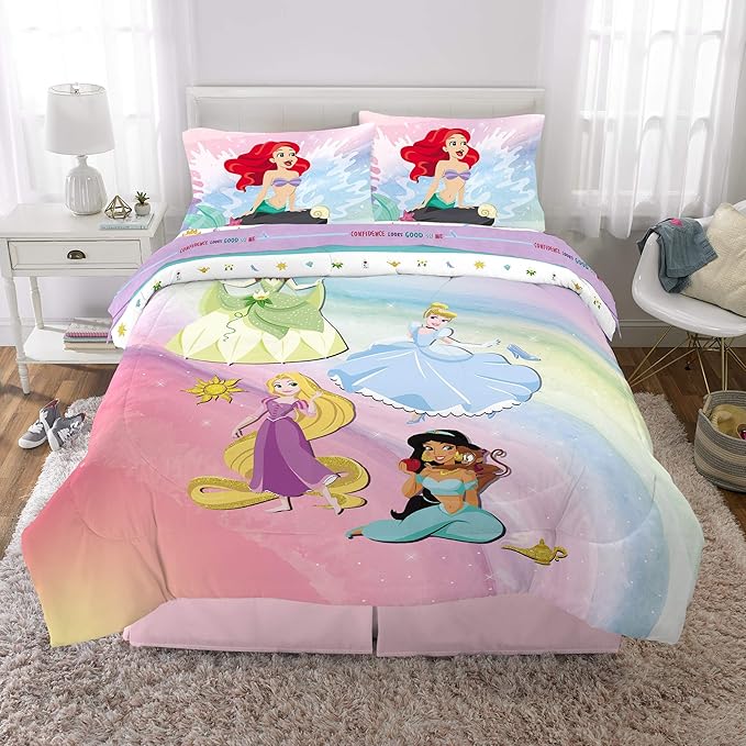 Disney Princess Ariel Kids Bedding Super Soft Comforter And Sheet Set, 5 Piece Full Size, "Official" Disney Product By Franco