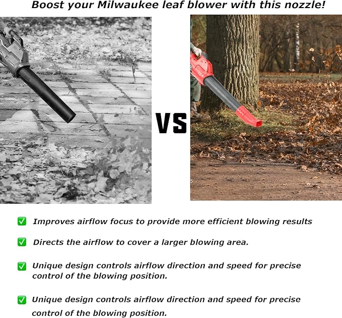 Flat Bend Nozzle for Milwaukee M18 Fuel Leaf Blower - Leaf Blower Nozzle for Drying, Blow-Drying, and Purging Cars, Trucks, and Tool Boxes (1 Pack, No Tool)