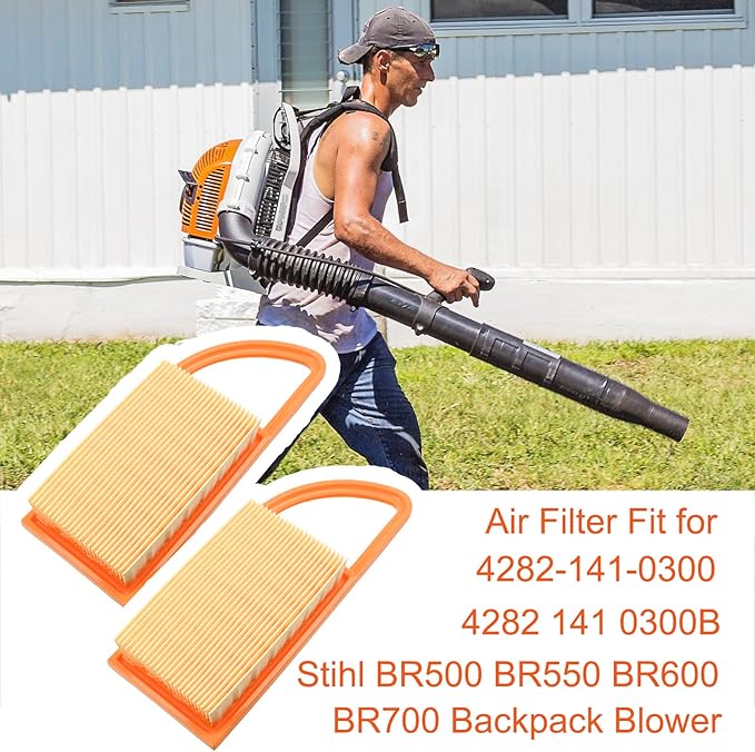 FitBest 2 Pack Air Filter for Stihl Backpack Blower BR500 BR550 BR600 BR700 replaces Part# 4282 141 0300 Pack of 2 Orange