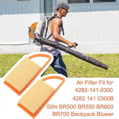 FitBest 2 Pack Air Filter for Stihl Backpack Blower BR500 BR550 BR600 BR700 replaces Part# 4282 141 0300 Pack of 2 Orange