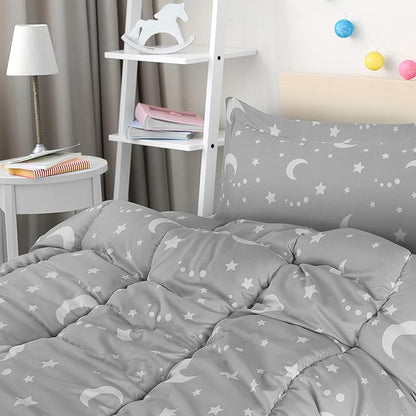 Utopia Bedding All Season Moon Star Comforter Set with 2 Pillow Cases, 3 Piece Soft Brushed Microfiber Kids Bedding Set for Boys/Girls, Machine Washable (Twin)