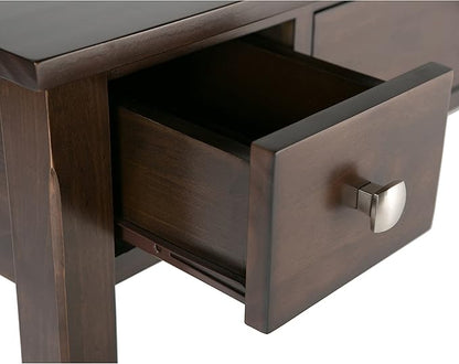 SIMPLIHOME Avalon SOLID WOOD Contemporary 47 Inch Wide Writing Office Desk in Dark Tobacco Brown, For the Office Desk, Writing Table, Workstation and Study Table
