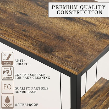 Computer Desk 47" Writing Desk Study Table with CPU Storage Shelf for Home Office, Workstation, Office, Gaming Room- Sturdy Stable Black Metal Frame, Rustic Brown