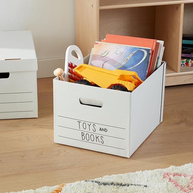 Amazon Basics Storage and Filing Boxes With Lid and Handles, Legal/Letter Size, Basic Duty, Pack of 20, White, 16.2" L x 12.5" W x 10.5" H