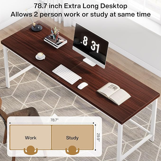 78.7 Inch Large Double Home Office Compuer Desk Two Person Study Table