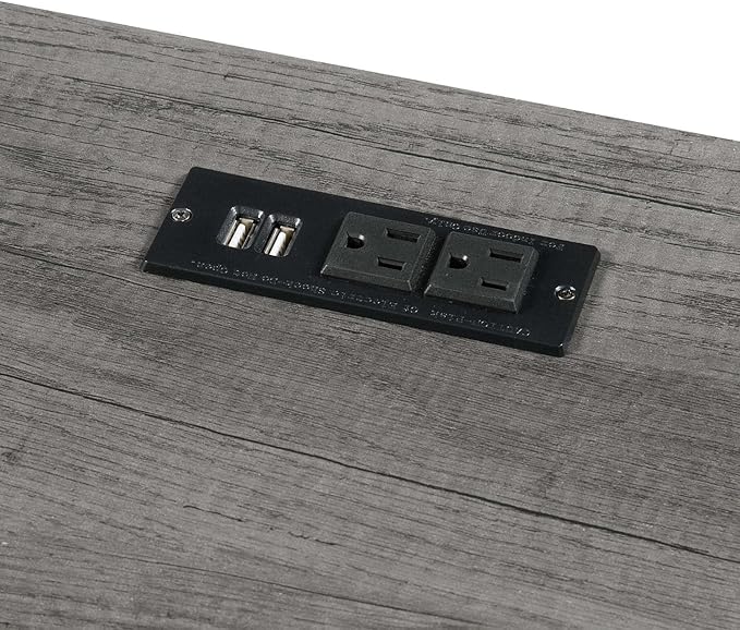 Convenience Concepts Designs2Go Trestle Desk with Charging Station and Shelves, Charcoal Gray
