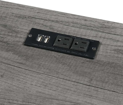 Convenience Concepts Designs2Go Trestle Desk with Charging Station and Shelves, Charcoal Gray