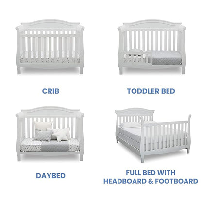 Delta Children Lancaster 4-in-1 Convertible Baby Crib, Bianca White