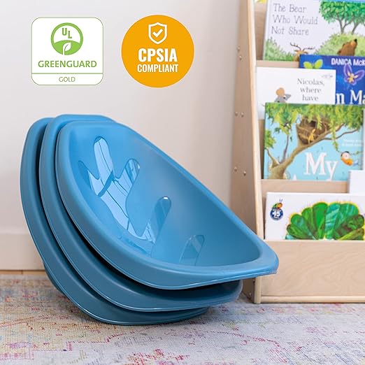 ECR4Kids Leaf Floor Seat, Rocker Chair, Peacock Blue, 6-Piece
