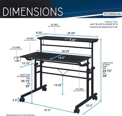 NicBex Laik-DW-00050-DX Desks, 35.25" W x 25" D x 28" H, Black