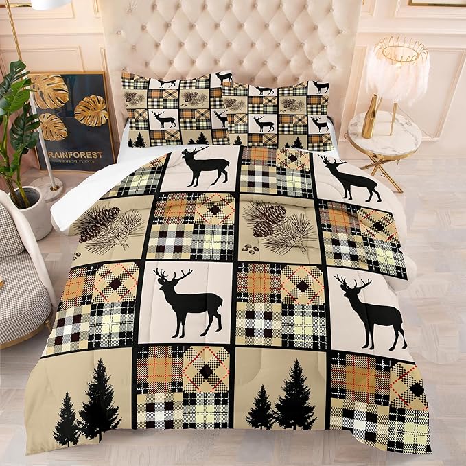 NINENINE Deer Bedding Set Camo American Flag Comforter Set Twin Bedding Set for Boys Hunting Bedding Set for Kids,Teen Camouflage Bedding Sets with 1 Comforter 1Pillowcase