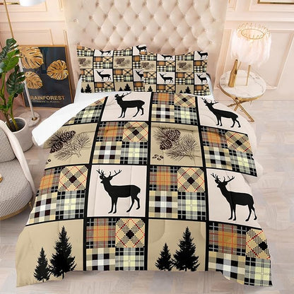 NINENINE Deer Bedding Set Camo American Flag Comforter Set Twin Bedding Set for Boys Hunting Bedding Set for Kids,Teen Camouflage Bedding Sets with 1 Comforter 1Pillowcase