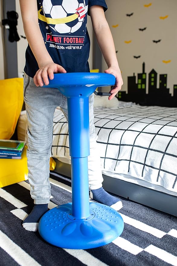 Studico ActiveChairs Adjustable Wobble Chair, Flexible Classroom Seating improves Focus, Posture & Helps ADHD/ADD. Classroom Stools, Active Wobble Chairs, Adjusts from 16.65" to 23.75" Ages 13-18 Blue