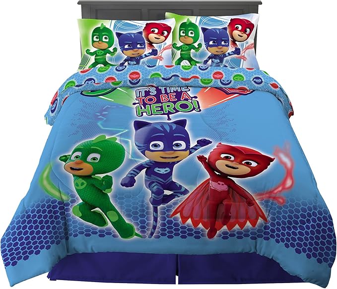 Franco Kids Bedding Super Soft Comforter and Sheet Set, 5 Piece Full Size, PJ Masks