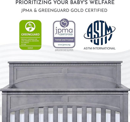 Evolur Santa Fe 5-in-1 Convertible Crib, Storm Grey