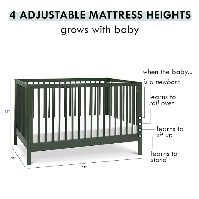 DaVinci Birdie 3-in-1 Convertible Crib, Forest Green, Easy Assemble, Greenguard Gold Certified