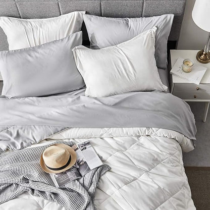 Bedsure White King Size Comforter Set - 7 Pieces Reversible King Bed in a Bag with Comforters, Sheets, Pillowcases & Shams, White King Bedding Set