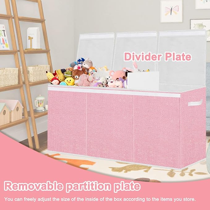 Toy Storage for Girls - Extra Large Kids Toy Box Chest,Collapsible Toy Organizers and Storage for Nursery,Playroom,Office 35.8"x12.6"x16"(Pink)