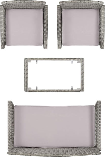 Safavieh PAT7507B Collection Bassey Grey 4-Piece Outdoor Living Patio Set