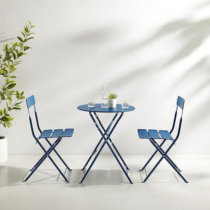 Crosley Furniture CF7390-NV Karlee Retro Metal Indoor/Outdoor 3-Piece Bistro Set with Table and 2 Chairs, Navy