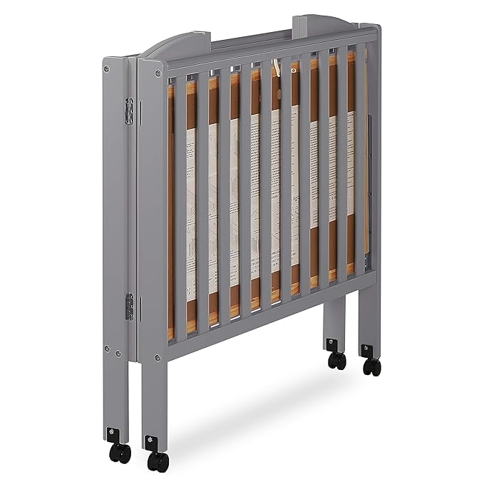 3 in 1 Portable Folding Stationary Side Crib in Steel Grey, Greenguard Gold Certified, Safety Wheels with Locking Casters, Convertible, 3 Mattress Heights