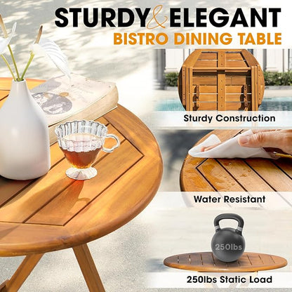 Solid Sauvage Bistro Set with Round Table (Black), Onesize, Wood Rope Design - Gray
