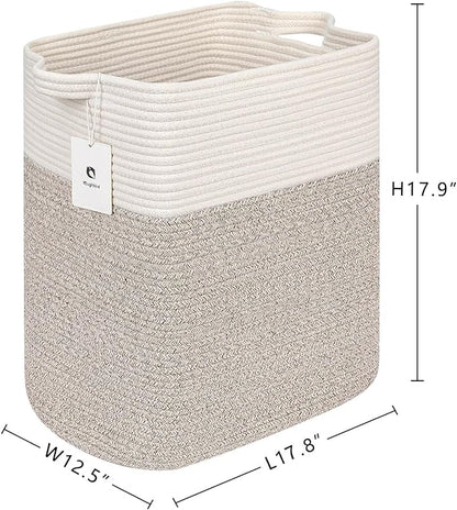 Extra Large Tall Basket Folding Bamboo Rectangle Handle Bins With Handle, Bathroom Dirty Clothes Basket, Bedroom, Toy, Pillows, Closet Organizer White Brown Collapsible Laundry Baskets