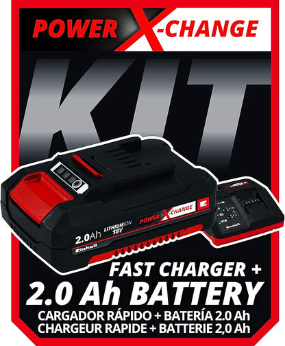 Einhell GE-CL Power X-Change 18-Volt Cordless 130-MPH 90-CFM Varaible Speed Air Sweeper / Leaf Blower, Kit (w/ 2.0-Ah Battery + Fast Charger)