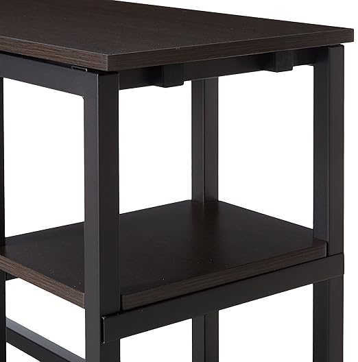 ZINUS Luke 53 Inch Black Metal Corner Desk with Storage Shelves / L-Shaped Computer Desk / Office Desk / Easy, Bolt Free Assembly, Medium, Espresso