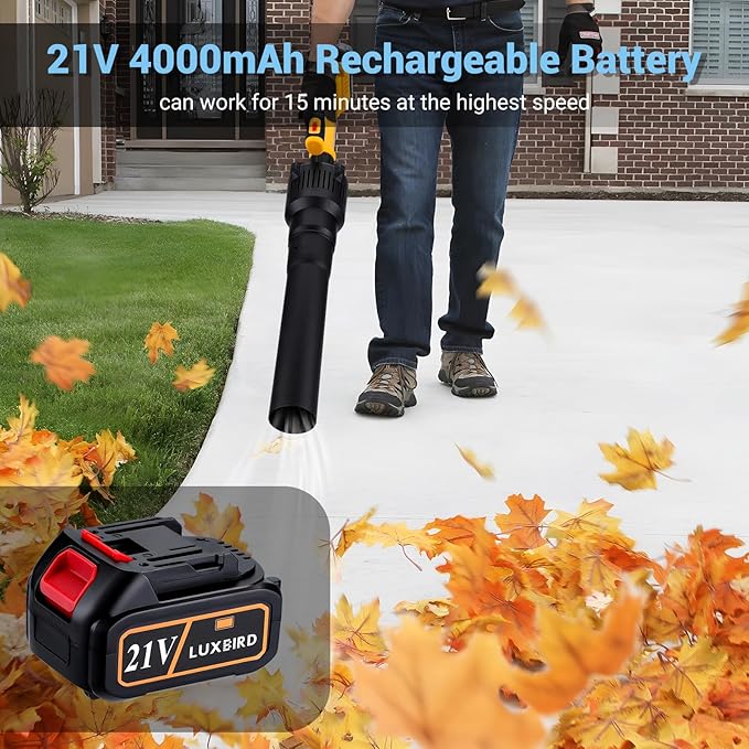 Leaf Blower Cordless with 2X 4.0Ah Batteries Powered, 150 MPH, 5 Variable Speed, Lightweight Electric Leaf Blower for Lawn Care, Snow, Gifts, Garage, Rooftop