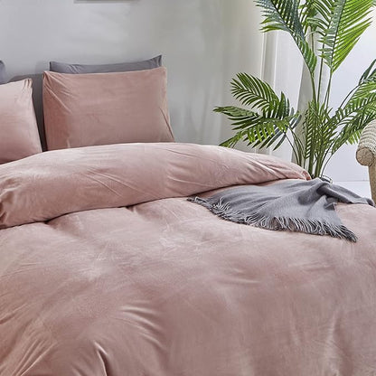 Wellboo Pink Velvet Comforter Sets Twin Women Girls Light Red Fluffy Bedding Comforters Adults Kids Solid Pink Cute Flannel Quilts Aesthetic Pink Warm Winter Blankets Micromink Sherpa Fuzzy Plush Bed