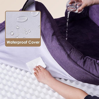 EHEYCIGA Orthopedic Dog Bed for Medium Dogs, Waterproof Memory Foam Medium Dog Beds with Sides, Non-Slip Bottom and Egg-Crate Foam Medium Dog Couch Bed with Washable Removable Cover, Purple