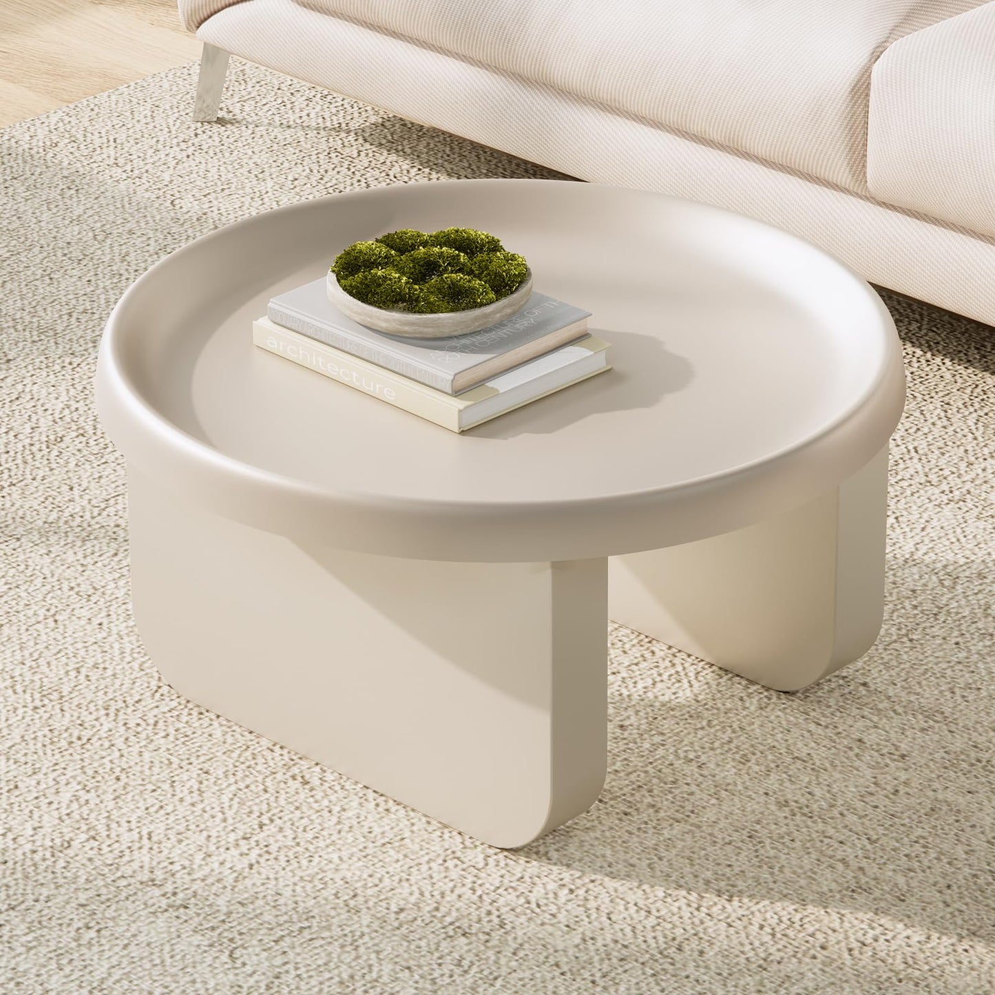 Round Coffee Table,Modern Coffee Table,Unique Circle Coffee Tables,Metal Center Table for Living Room (Black, 29.5 x 16.5)