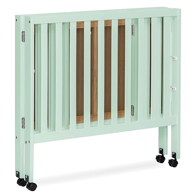 Jett Non-Full Size Folding Convertible Crib, Lightweight Portable Crib, Three Adjustable Mattress Height Settings, Easy to Fold Travel Crib, 1.5” Mattress Pad Included