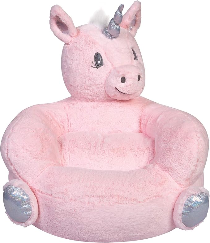 Trend Lab Pink Unicorn Toddler Chair Plush Character Kids Chair Comfy Furniture Pillow Chair for Boys and Girls, 21 x 19 x 19 inches